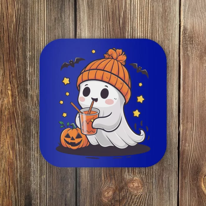 Cute Ghost Ing Coffee Funny Pumpkin Costume Funny Gift Coaster