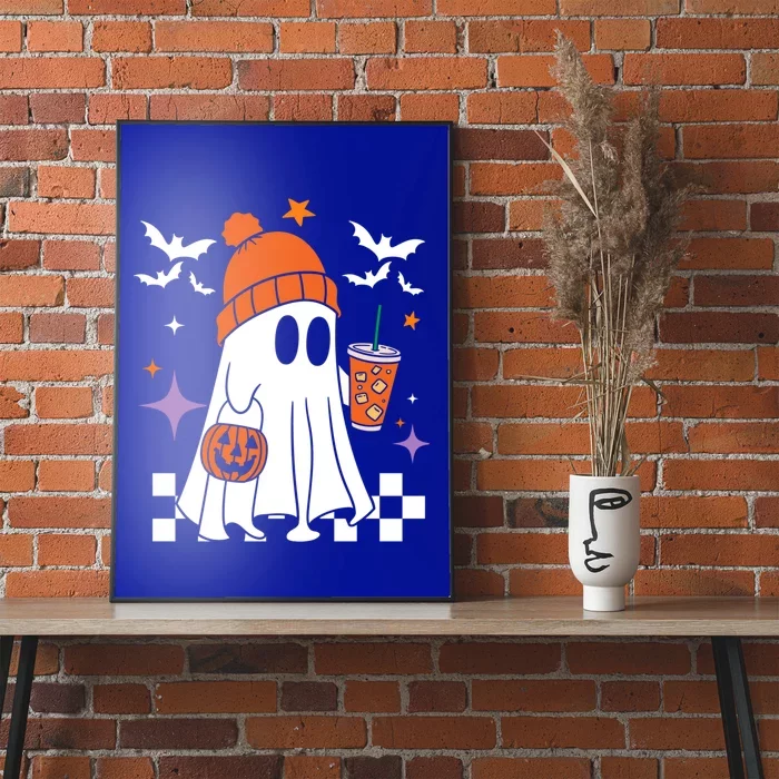 Cute Ghost Ing Coffee Halloween Ghost Coffee Pumpkin Gift Poster