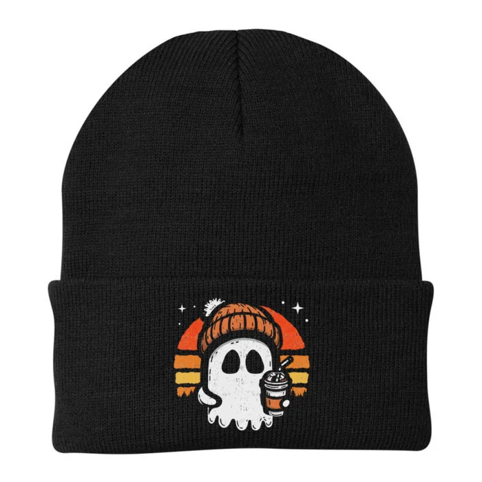 Cute Ghost Ice Coffee Halloween Ghost Coffee Halloween Knit Cap Winter Beanie