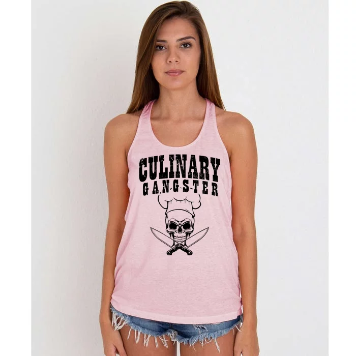 Cooking Guru I Restaurant Cook Chef I Culinary Gangster Cool Gift Women's Knotted Racerback Tank