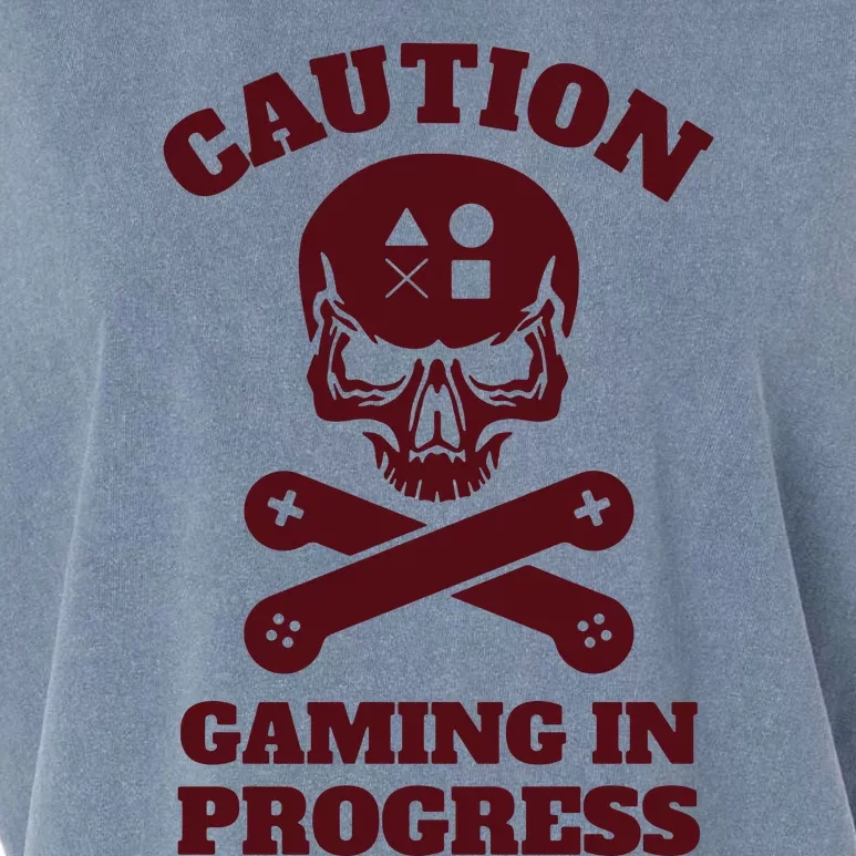 Caution Gaming In Progress Garment-Dyed Women's Muscle Tee