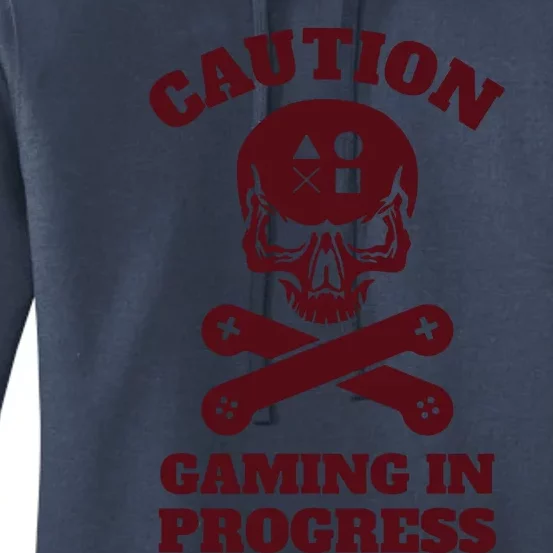 Caution Gaming In Progress Women's Pullover Hoodie