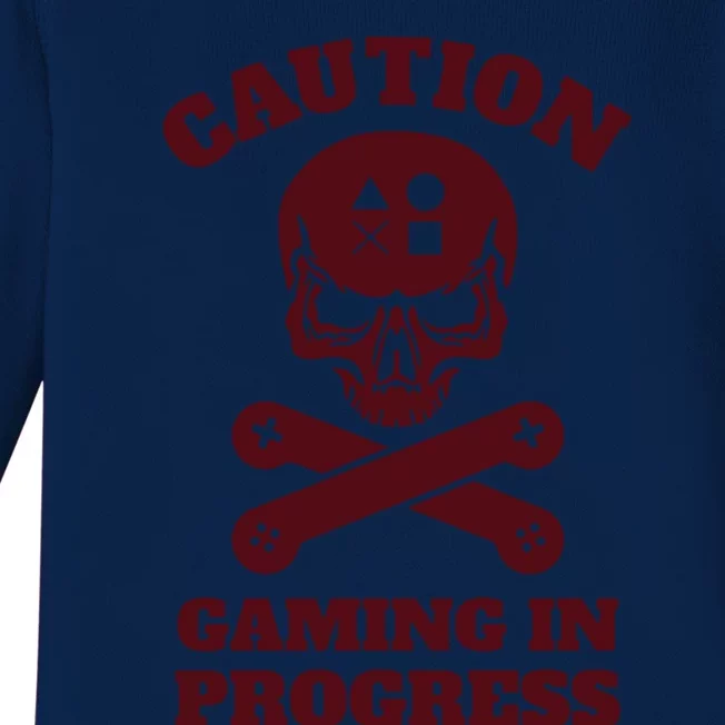 Caution Gaming In Progress Baby Long Sleeve Bodysuit