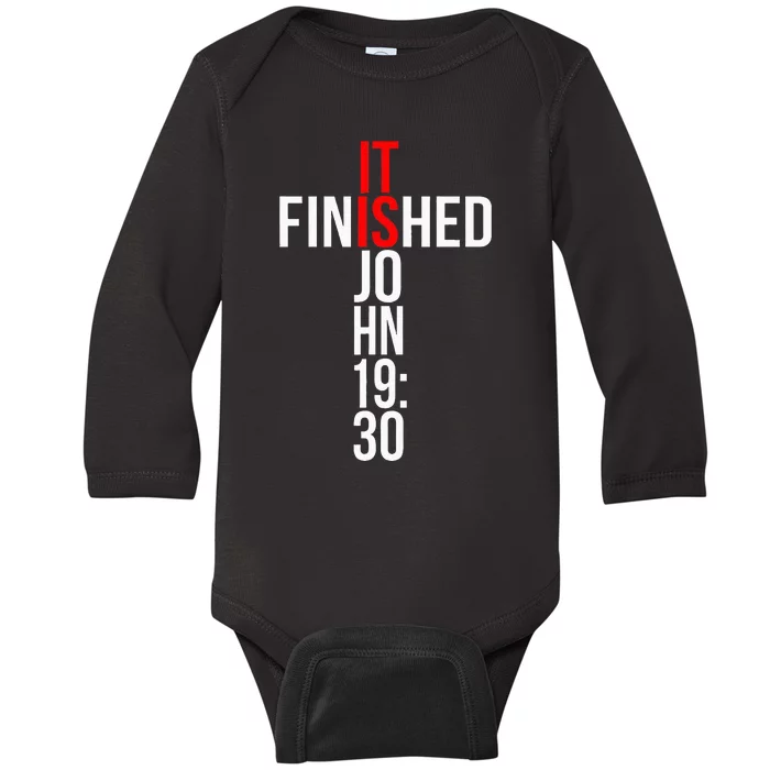 Christian Gift Idea It Is Finished Gospel Bible Verse Baby Long Sleeve Bodysuit