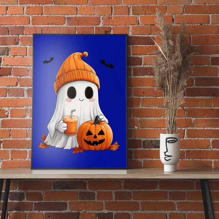 Cute Ghost Ing Pumpkin Spice Latte Vintage Halloween Gift Poster