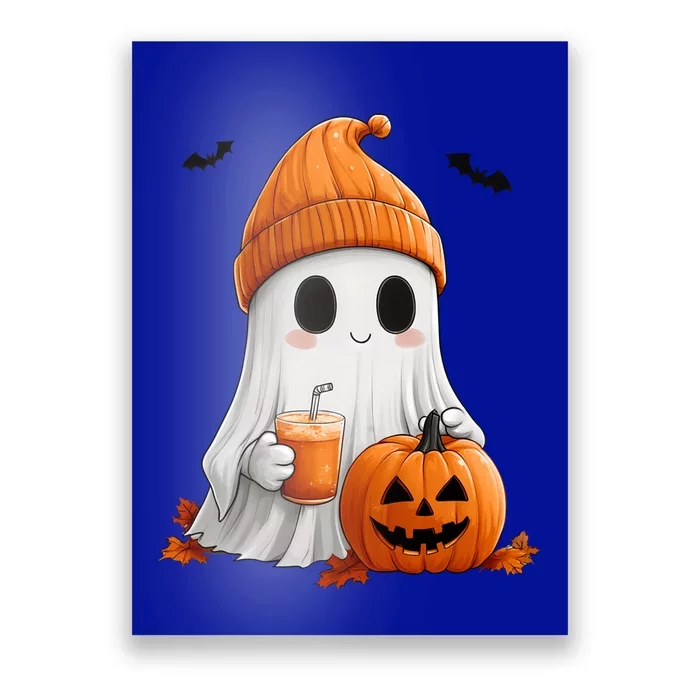 Cute Ghost Ing Pumpkin Spice Latte Vintage Halloween Gift Poster