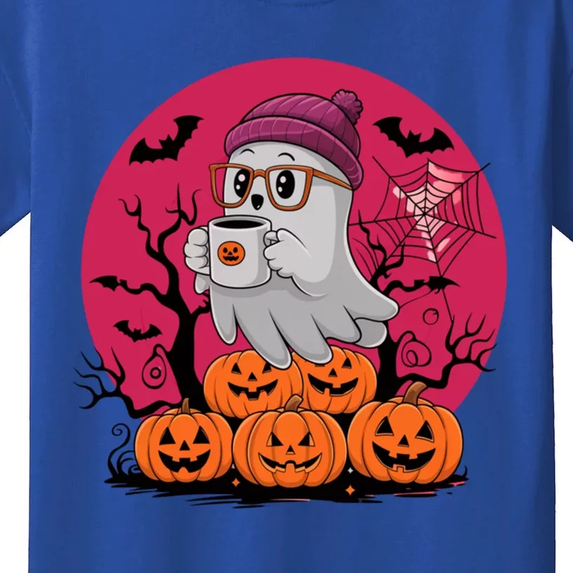 Cute Ghost Ing Coffee Funny Pumpkin Costume Gift Kids T-Shirt