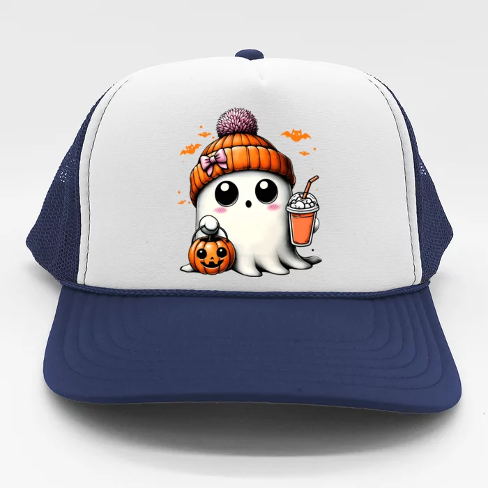 Cute Ghost Ing Coffee Halloween Ghost Ice Coffee Meaningful Gift Trucker Hat