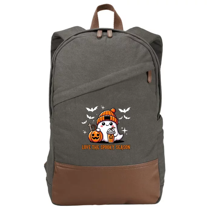 Cute Ghost Ing Coffee Pumpkin Love The Spooky Season Cute Gift Cotton Canvas Backpack