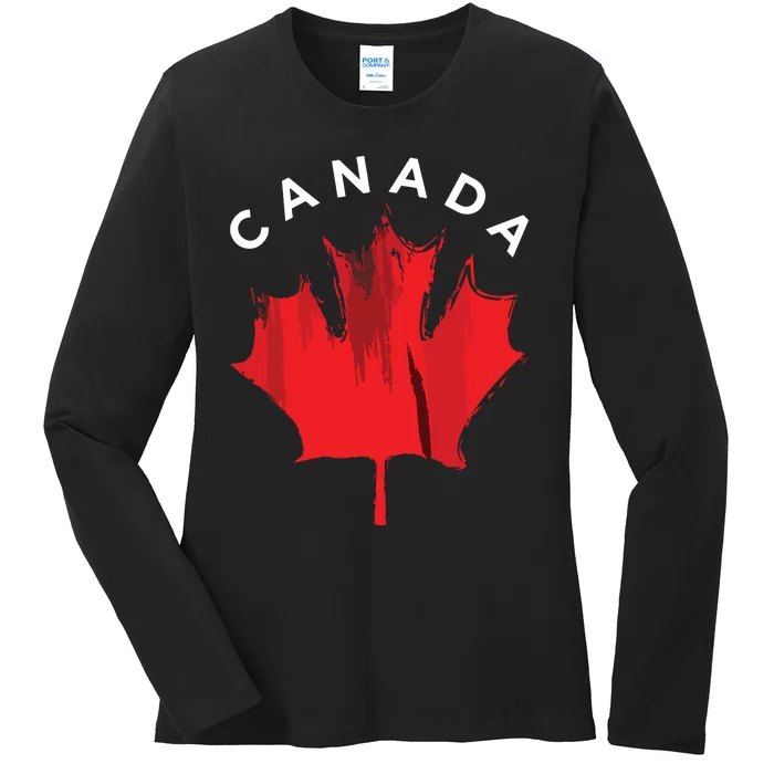 Canadian Gift Idea Maple Leaf Canada Ladies Long Sleeve Shirt