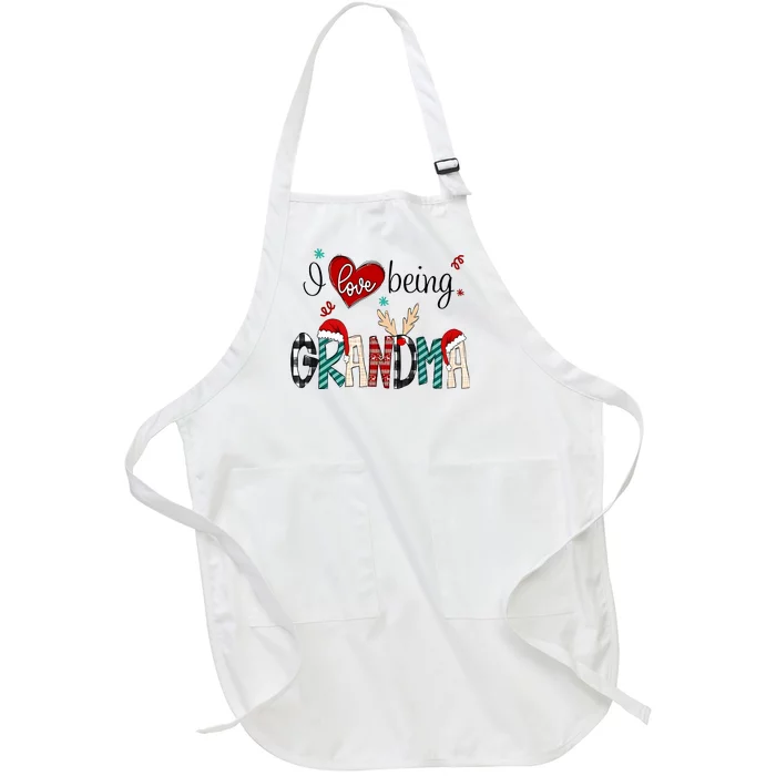 Christmas Grandma I Love Being Grandma Full-Length Apron With Pocket