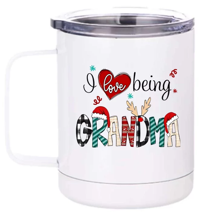 Christmas Grandma I Love Being Grandma Front & Back 12oz Stainless Steel Tumbler Cup