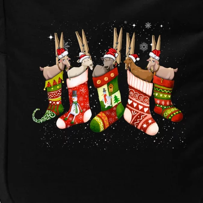 Cute Goats In Christmas Sock Santa Hat Xmas Love Goat Pajama Gift Impact Tech Backpack