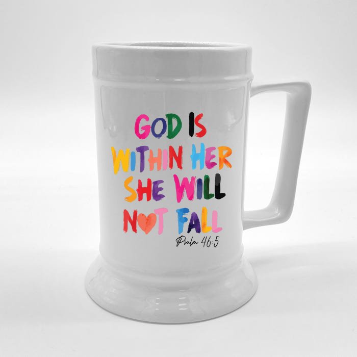 Christian God Is Within Her She Will Not Fall Christian Bible Beer Stein