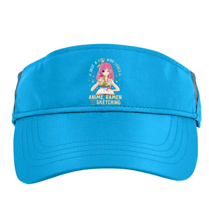 Cool Gift Just A Girl Who Loves Anime Ramen And Sketching Girl Anime Gift Adult Drive Performance Visor