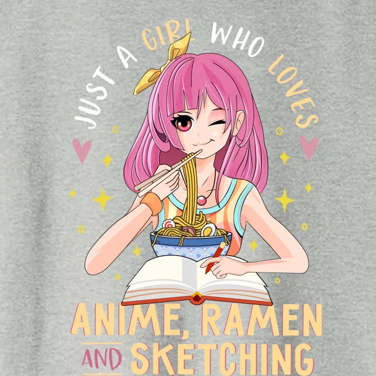 Cool Gift Just A Girl Who Loves Anime Ramen And Sketching Girl Anime Gift Women's Crop Top Tee