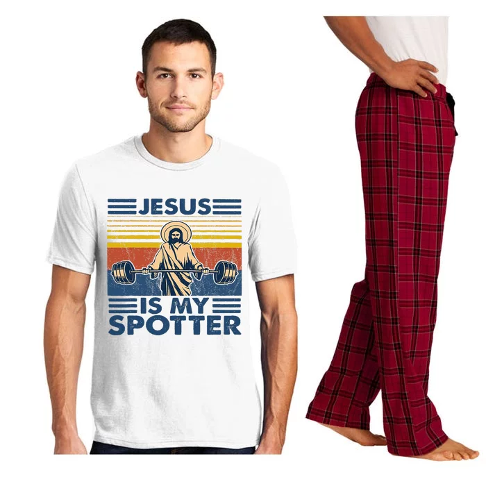 Christian God Jesus Is My Spotter Vintage Weightlifting Pajama Set