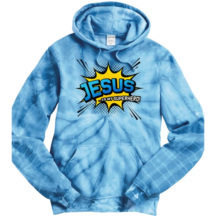 Christian Gift Jesus Is My Superhero Fun Comic Book Tie Dye Hoodie