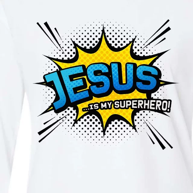 Christian Gift Jesus Is My Superhero Fun Comic Book Womens Cotton Relaxed Long Sleeve T-Shirt