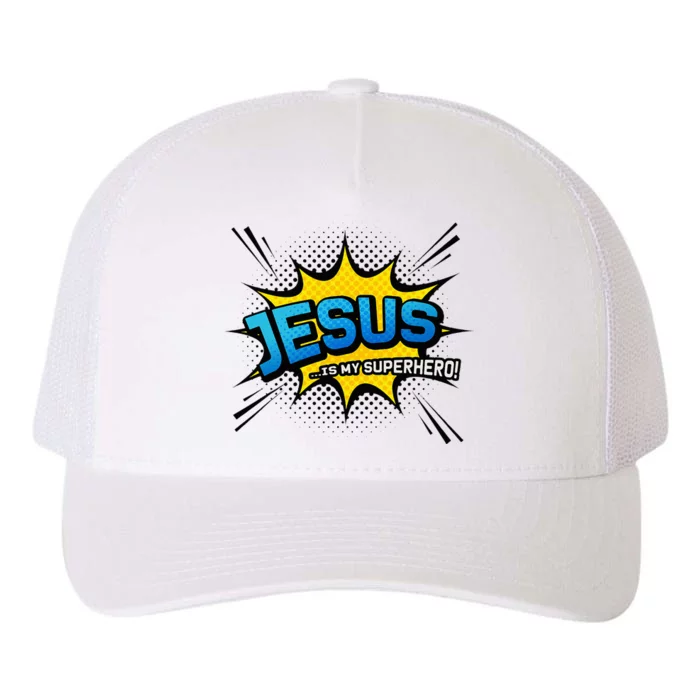 Christian Gift Jesus Is My Superhero Fun Comic Book Yupoong Adult 5-Panel Trucker Hat