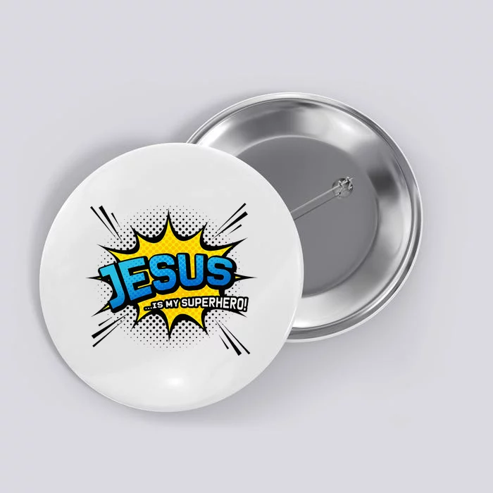 Christian Gift Jesus Is My Superhero Fun Comic Book Button