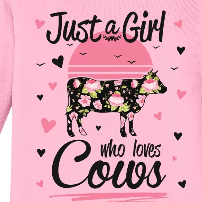 Cow Gift Just A Girl Who Loves Cows Cool Gift Baby Long Sleeve Bodysuit