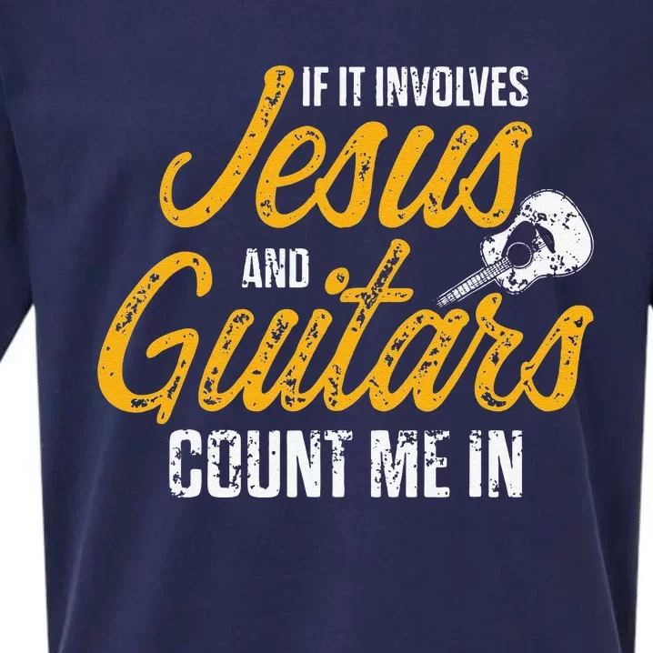 Christian Guitarist Jesus Church Worship Guitar Player Sueded Cloud Jersey T-Shirt