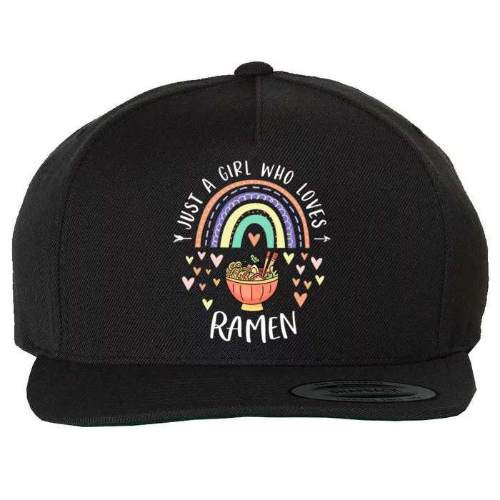 Coll Gift Just A Girl Who Loves Ramen Rainbow Gift For Ramen Lover Gift Wool Snapback Cap