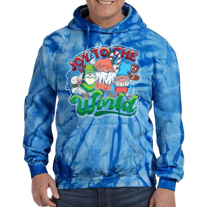 Christmas Gnomes Joy To The World Xmas Gnomies Gift Tie Dye Hoodie