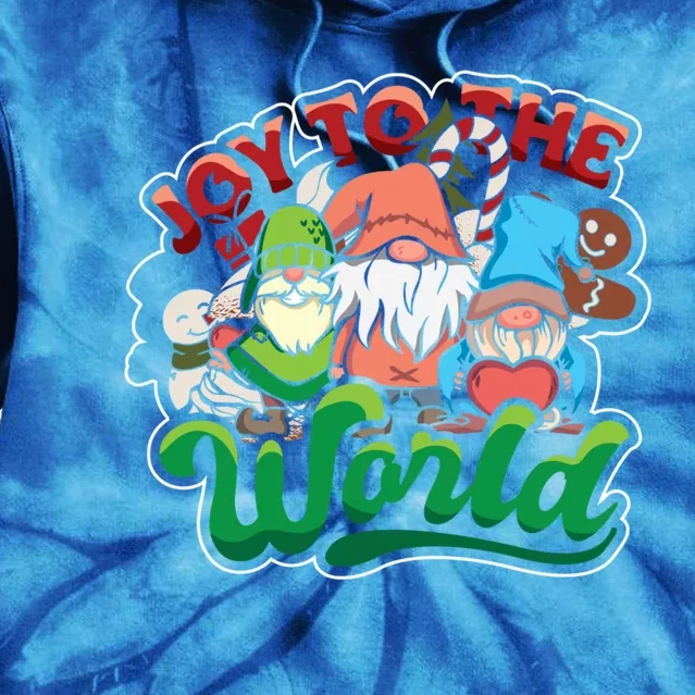 Christmas Gnomes Joy To The World Xmas Gnomies Gift Tie Dye Hoodie