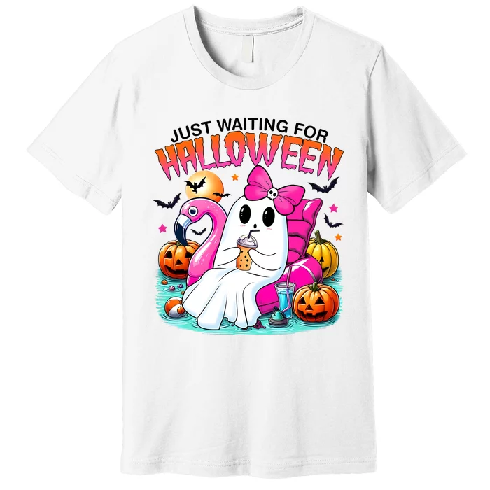 Cute Ghost Just Waiting For Halloween Premium T-Shirt