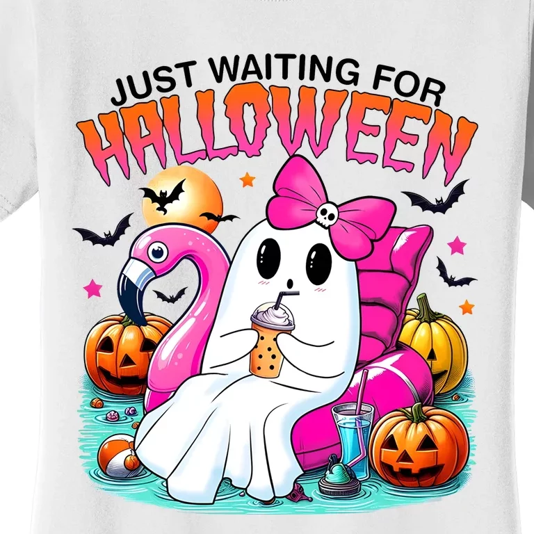 Cute Ghost Just Waiting For Halloween Women's T-Shirt