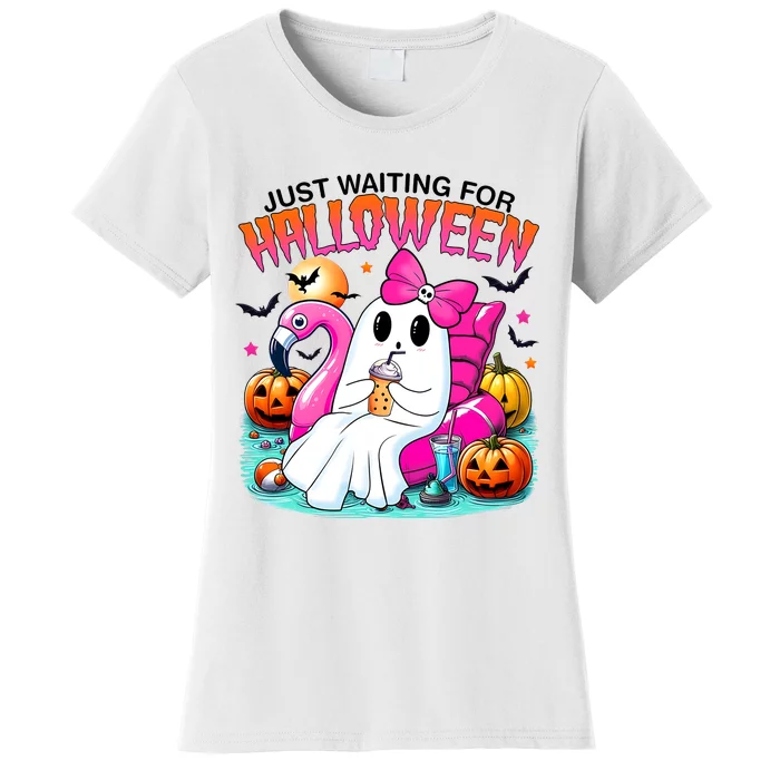 Cute Ghost Just Waiting For Halloween Women's T-Shirt