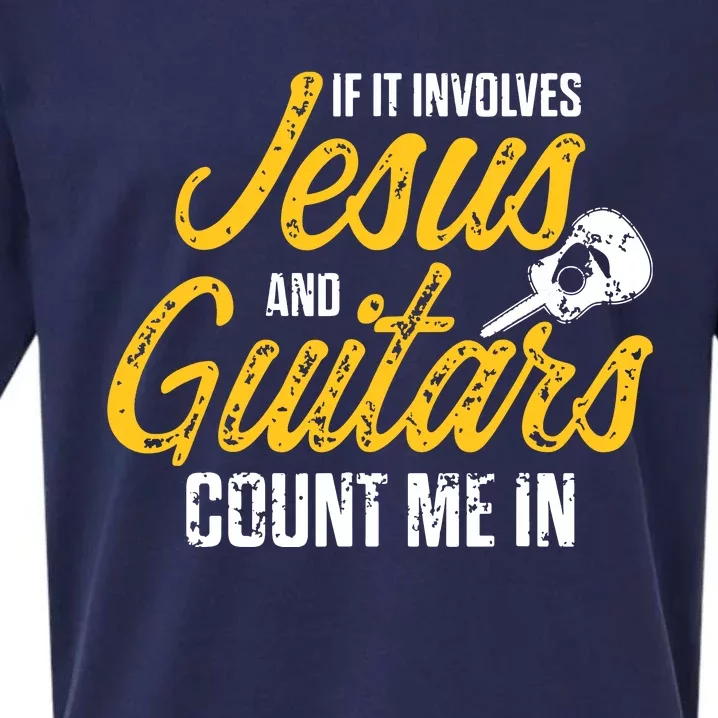 Christian Guitarist Jesus Church Worship Guitar Player Sueded Cloud Jersey T-Shirt