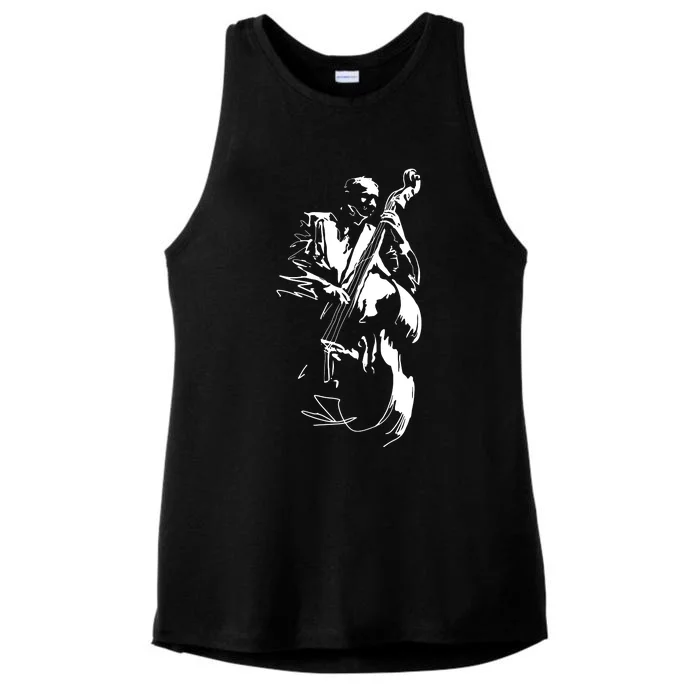 Cool Graphic Jazz Lovers Upright Bass Player Ladies Tri-Blend Wicking Tank