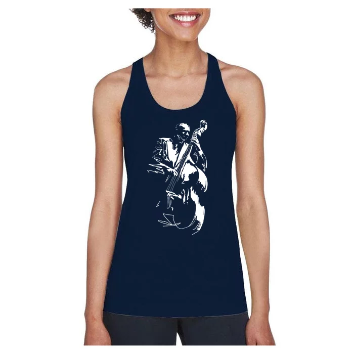 Cool Graphic Jazz Lovers Upright Bass Player Women's Racerback Tank