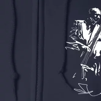 Cool Graphic Jazz Lovers Upright Bass Player Full Zip Hoodie