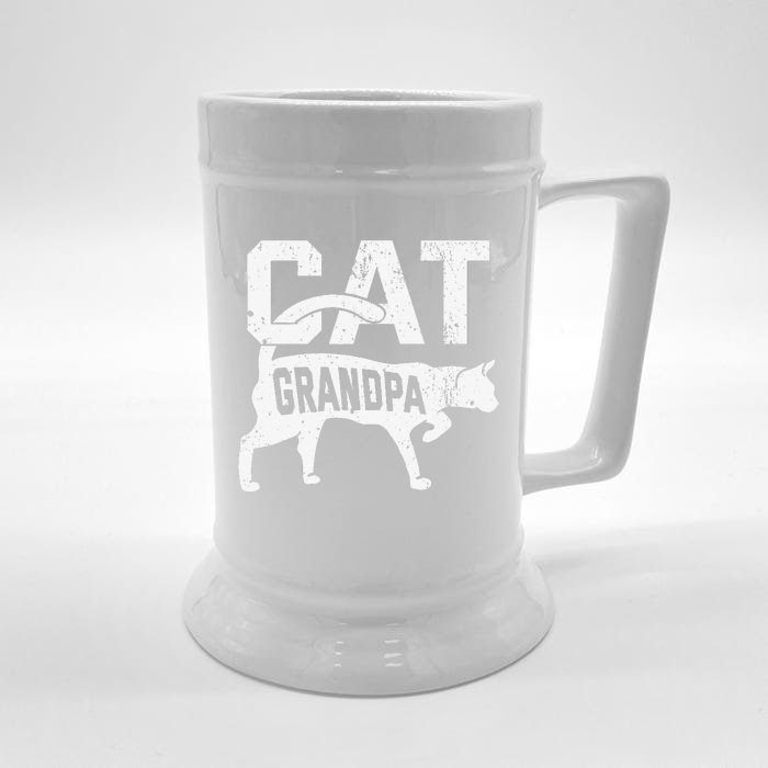 Cat Grandpa Kitten Pet Owner Meow Fathers Day Front & Back Beer Stein