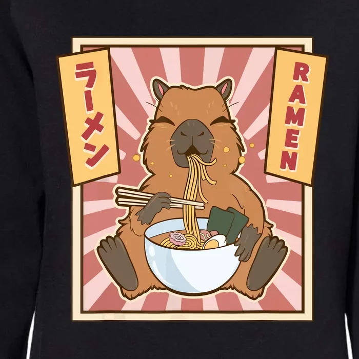 Capybara Gifts Kawaii Capybara Eating Ramen Cute Animal Womens California Wash Sweatshirt