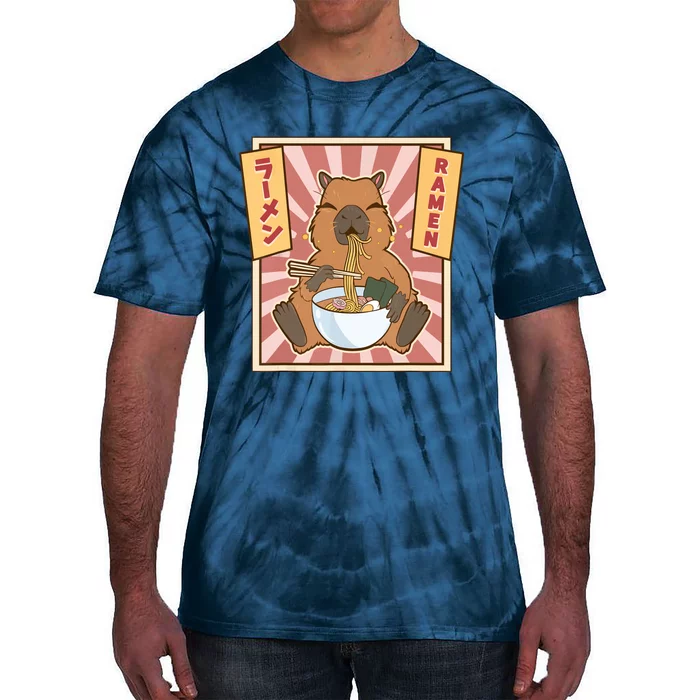 Capybara Gifts Kawaii Capybara Eating Ramen Cute Animal Tie-Dye T-Shirt