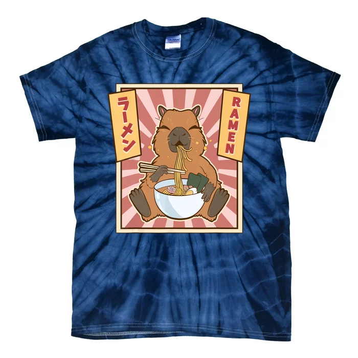 Capybara Gifts Kawaii Capybara Eating Ramen Cute Animal Tie-Dye T-Shirt