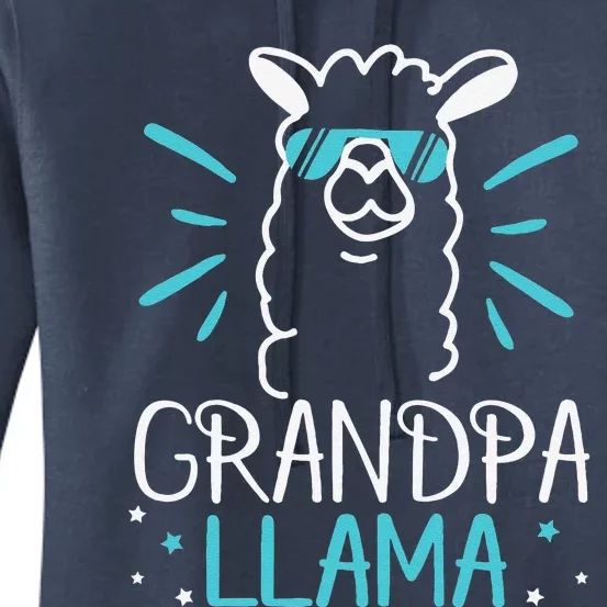 Cool Glass Llama Grandpa Llama Animals Father Parent Women's Pullover Hoodie