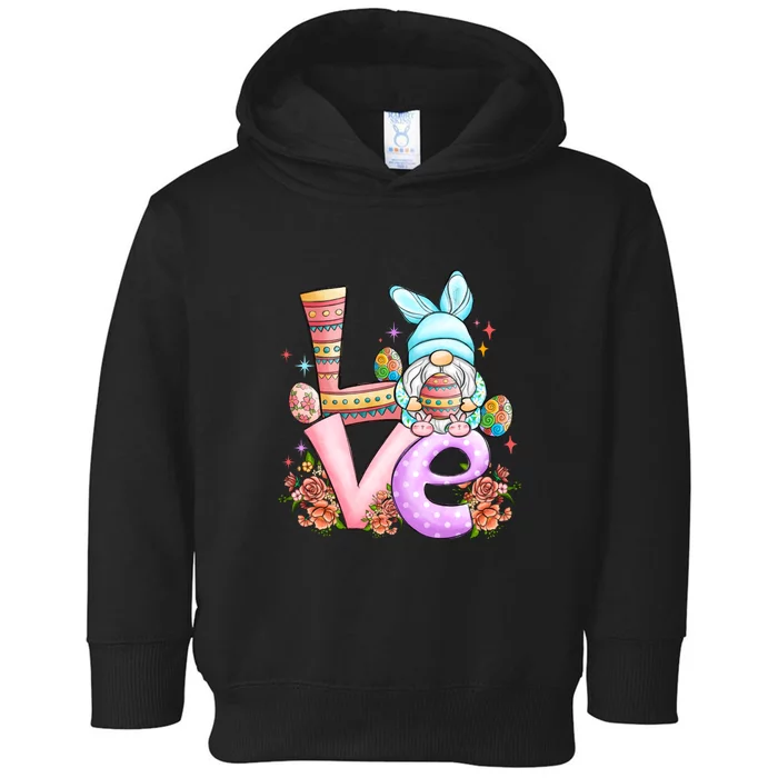 Cute Gnome Love Easter Day Gift Easter Egg Floral Toddler Hoodie