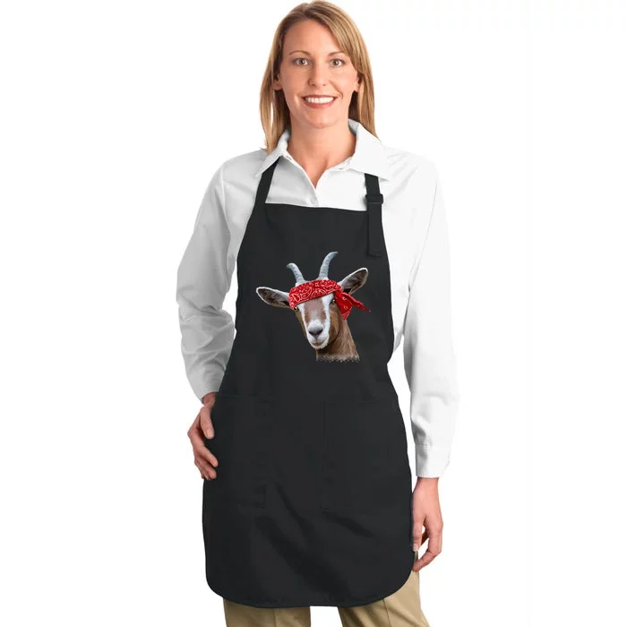 Cute Goat Lover Art Farm Animal Lover Full-Length Apron With Pocket