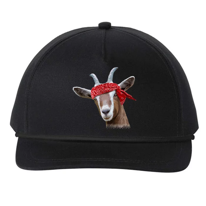 Cute Goat Lover Art Farm Animal Lover Snapback Five-Panel Rope Hat