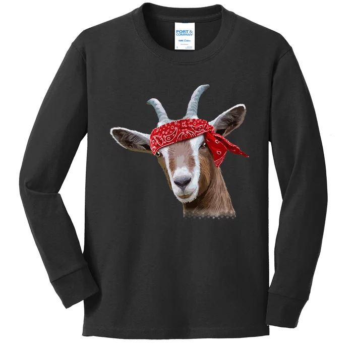 Cute Goat Lover Art Farm Animal Lover Kids Long Sleeve Shirt