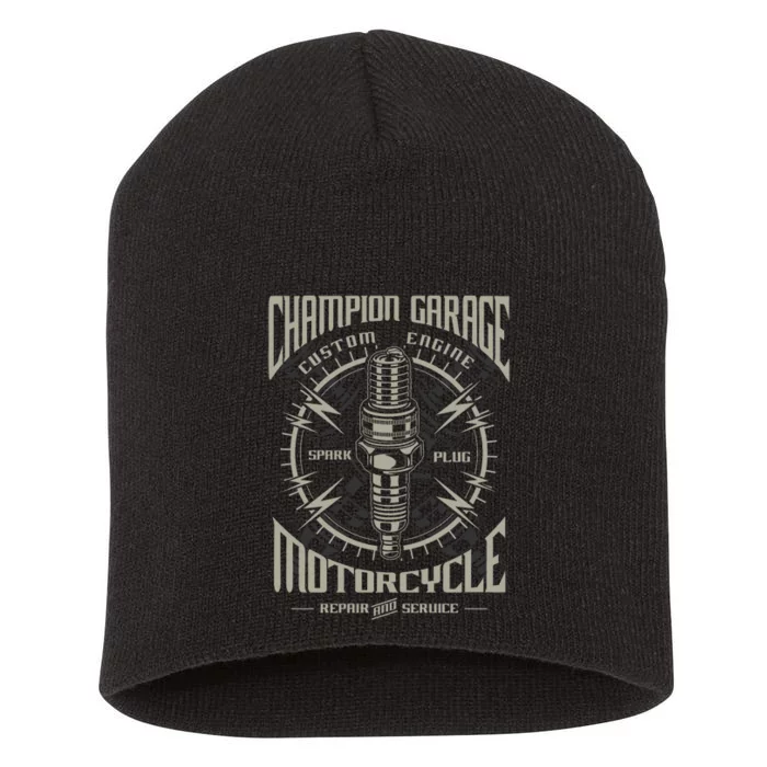 Champion Garage Motorcycle Short Acrylic Beanie