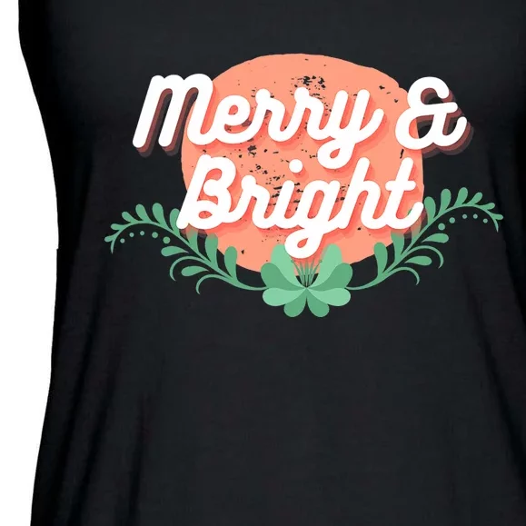 Christmas Graphic Merry And Bright Text Holiday Ladies Essential Flowy Tank