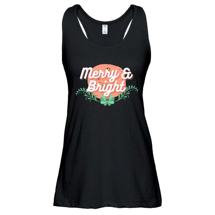 Christmas Graphic Merry And Bright Text Holiday Ladies Essential Flowy Tank