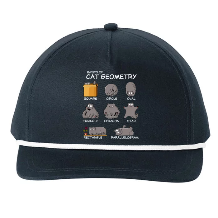 Cat Geometry Math Funny Cat Gifts For Cat Dad Cat Mom Snapback Five-Panel Rope Hat